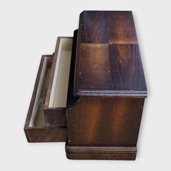 Jay Import Small Wood Musical Jewelry Box Drawers Storage Ring Holder Wt Mirror - Picture 5 of 12